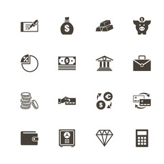 Banking icons. Perfect black pictogram on white background. Flat simple vector icon.