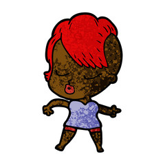 cartoon pretty hipster girl