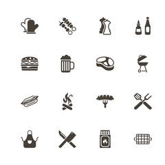 Barbecue icons. Perfect black pictogram on white background. Flat simple vector icon.