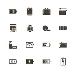 Battery icons. Perfect black pictogram on white background. Flat simple vector icon.