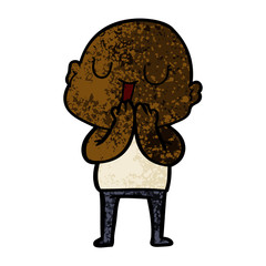 happy cartoon bald man