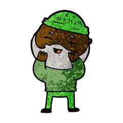 cartoon happy bearded man