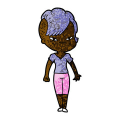 cute cartoon girl with hipster haircut