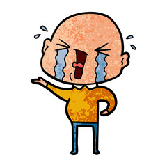 cartoon crying bald man