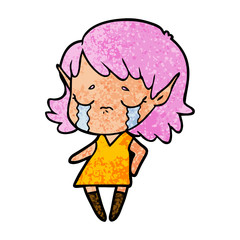 crying cartoon elf girl