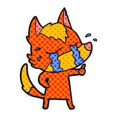 sad little fox cartoon character