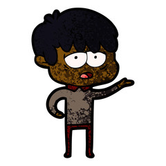 cartoon exhausted boy