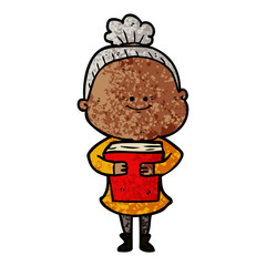 cartoon happy old woman