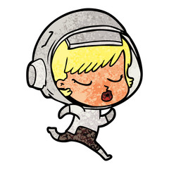 cartoon pretty astronaut girl running