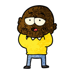 cartoon tired bald man