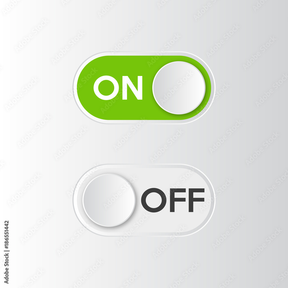 Poster icon on and off toggle switch button. vector illustration.