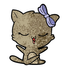 cartoon cat with bow on head