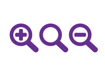 Zoom in and out magnifying glass icon vector. Search icons.