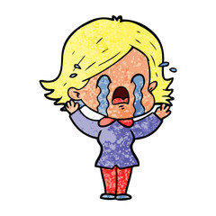cartoon woman crying
