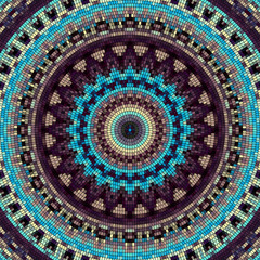 Seamless background pattern. Round decorative geometric mosaic art tile pattern.