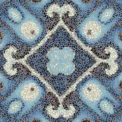 Seamless background pattern. Irregular decorative geometric mosaic art tile pattern from uneven broken pieces.