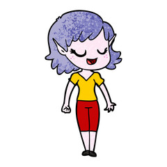 happy cartoon elf girl