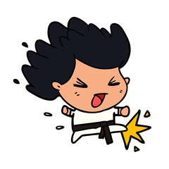 cute cartoon kicking karate champion