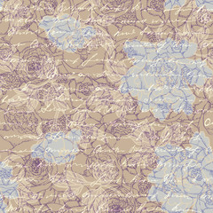 Seamless background. Vintage abstract collage in scrapbook style.