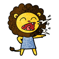 cartoon roaring lion girl