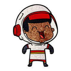 happy cartoon astronaut