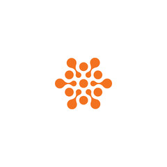 Abstract sun, orange color related circles logo. New technology vector symbol.