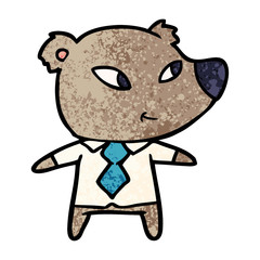 cute cartoon bear in office clothes