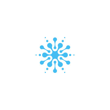 Blue abstract water drop icon. Isolated splash shape logo, unusual star sillhoutte symbol.