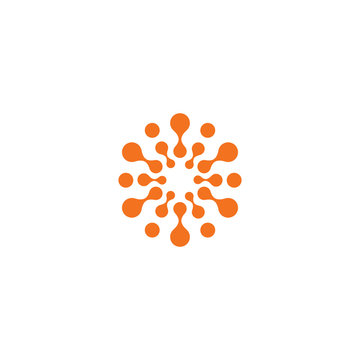 Abstract sun, orange color related circles logo. New technology vector symbol.