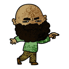 Obraz na płótnie Canvas cartoon man with beard frowning and pointing