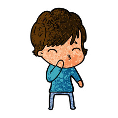 cartoon woman thinking