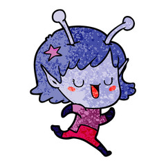 happy alien girl cartoon