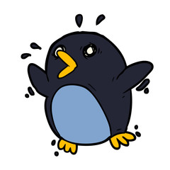 cartoon frightened penguin