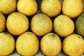Fresh pomelo at the street market. Chiang Mai, Thailand.