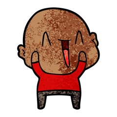 happy cartoon bald man