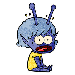 cartoon shocked alien girl