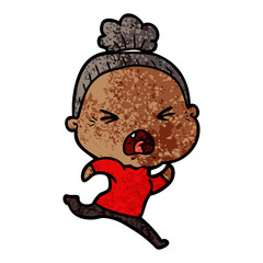 cartoon angry old woman