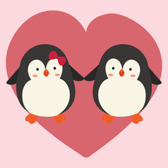 Cute penguin in love vector