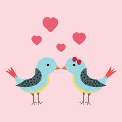 cute bird in love vector