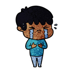Obraz premium cartoon boy crying