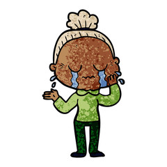 cartoon crying old lady
