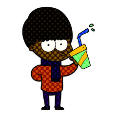 nervous cartoon boy