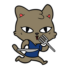 cartoon hungry cat