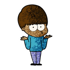 confused cartoon boy shrugging shoulders