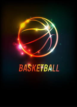 Glowing Basketball Icon Background Illustration