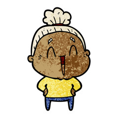 cartoon happy old lady