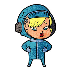 cartoon astronaut woman