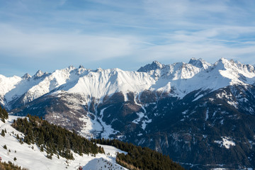 Fototapeta na wymiar View on snowy mountains in Austria in winter