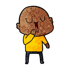 happy cartoon bald man