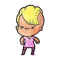 cartoon annoyed hipster girl